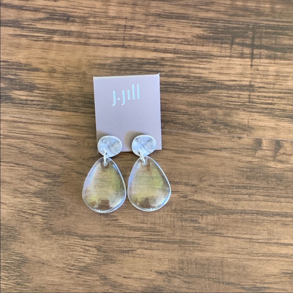 J.jill glass and metal drop earring size 1.5”